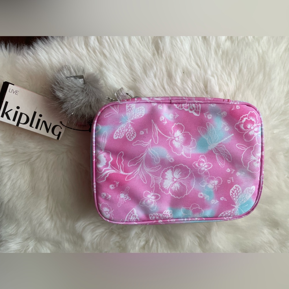 New! Kipling Pink and Blue Floral Pouch - Picture 2 of 5